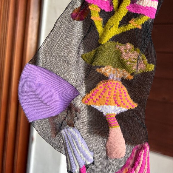 Magic Mushrooms Black Sheer Crew Sock by Sock Candy - Picture 5 of 6